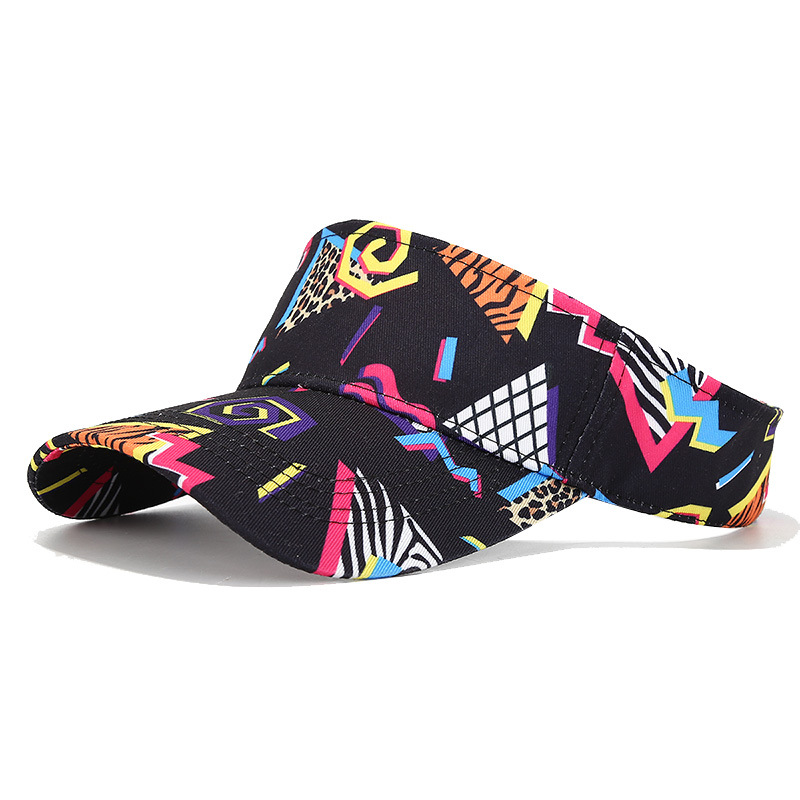 Summer Geometric Print Hat Outdoor Sunshade Protection Baseball Style Unisex Sun Visor Cap_voghion.com