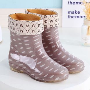 New rain boots Women's fashionable outer wear mid-calf rubber shoes short waterproof non-slip wear-resistant rain boots breathable water shoes soft bottom