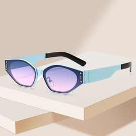 新款时尚潮流小框个性太阳镜欧美范彩色装饰墨镜跨境主播潮款眼镜