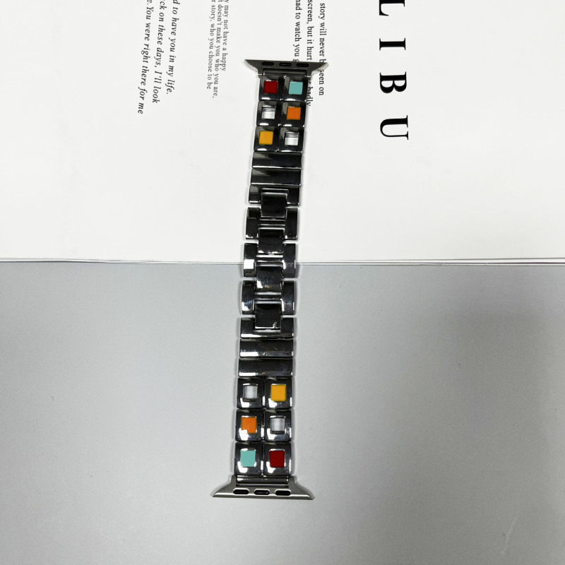 Suitable for Apple Watch Apple Watch Wristband Iwatch98765 Eye Shadow Palette Square Metal Watch Strap Suitable for Apple Watch Apple Watch Wristband Iwatch98765 Eye Shadow Palette Square Metal Watch Strap