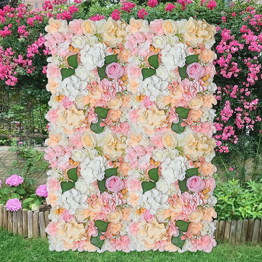 Flor artificial al por mayor artificial flor Rosa Hortensia lirio tridimensional Fondo pared Boda boda decoración flor fila