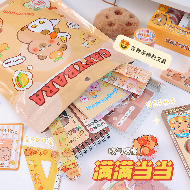 ブラインドバッグ子供用小さなギフトカードカピバラ文具ハンドブックセット学生ギフト子供用ブラインドボックスラッキーギフトパッケージ|undefined