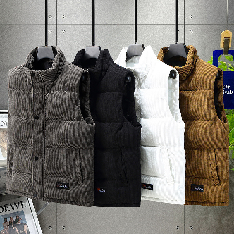 Corduroy men's waistcoat down cotton vest autumn and winter tide brand waistcoat men's thickened cotton couple coat cotton wholesale