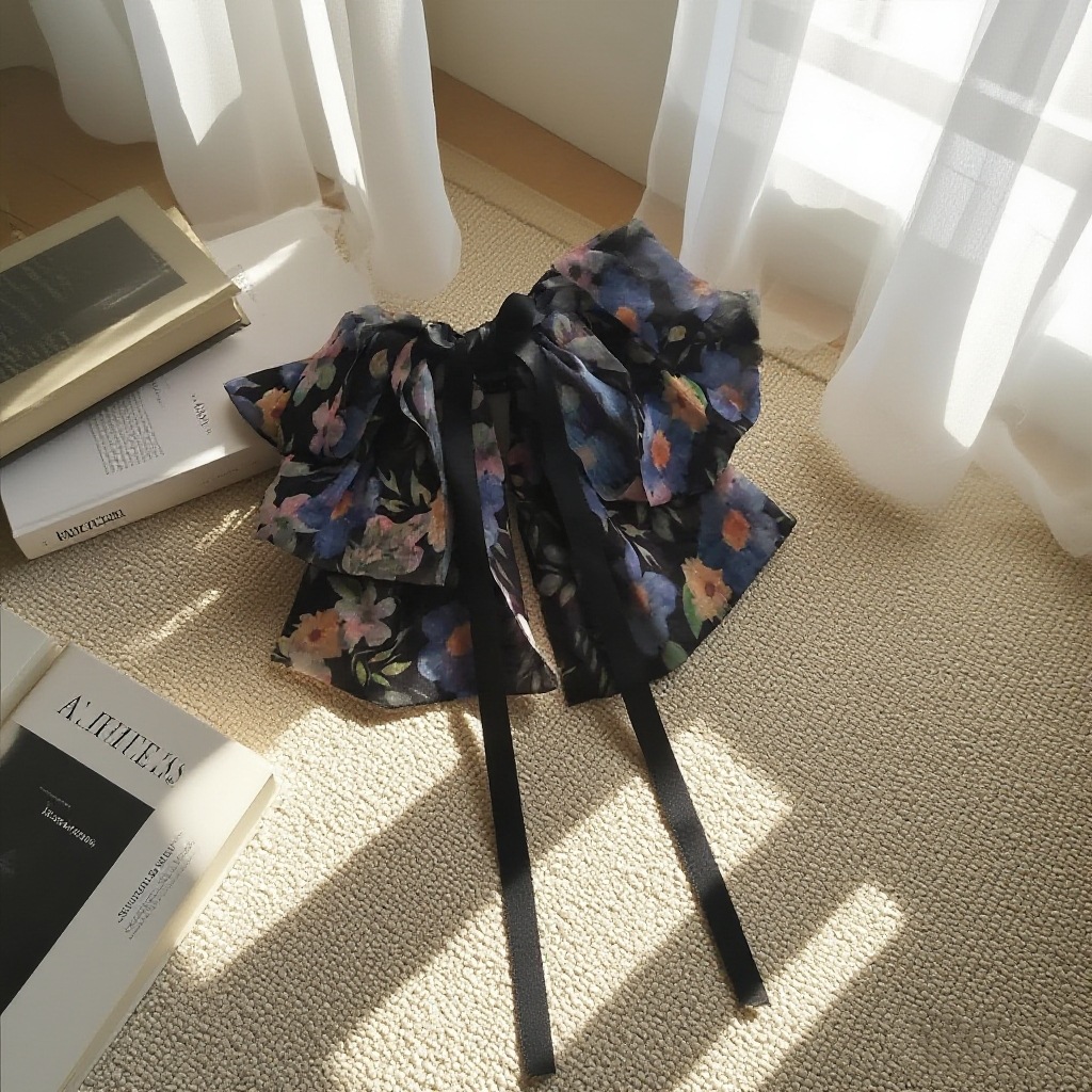 검은 꽃 활 리본 클램프 17.5cm