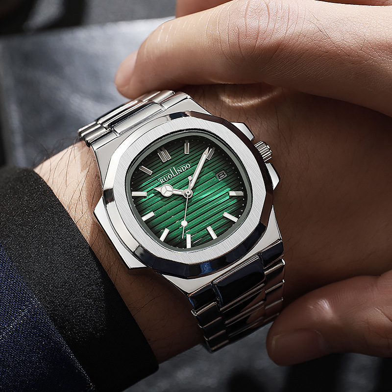 Herrenuhr Parrot Quartz Spiral Simple Calendar Net Red Luminous Steel Belt Watch Herrenmode Business_voghion.com