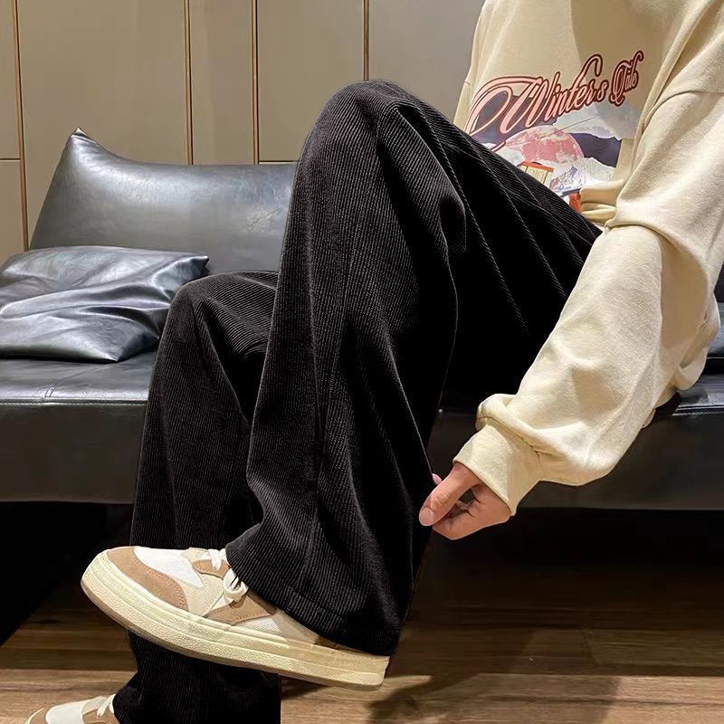 Pantalones de otoño y invierno transfronterizos para hombres de color sólido con una sensación vertical recta de terciopelo de moda, cordillera, pantalones deportivos de piernas anchas image 7