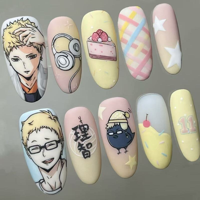 Haikyuu!! Tsukishima Kei Frosted Press-On Nails Anime Sweet Cake Style Fake Nail Stickers Directly from Cross-Border Factory Haikyuu!! Tsukishima Kei Frosted Press-On Nails Anime Sweet Cake Style Fake Nail Stickers Directly from Cross-Border Factory