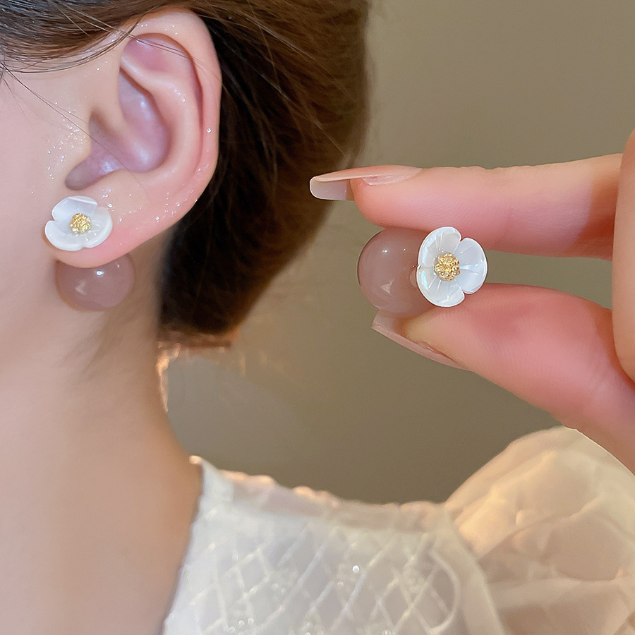 Pendientes de flores de color dopamina de verano Pendientes de todo fósforo de nicho fresco Pendientes de lujo de alta gama de moda al por mayor