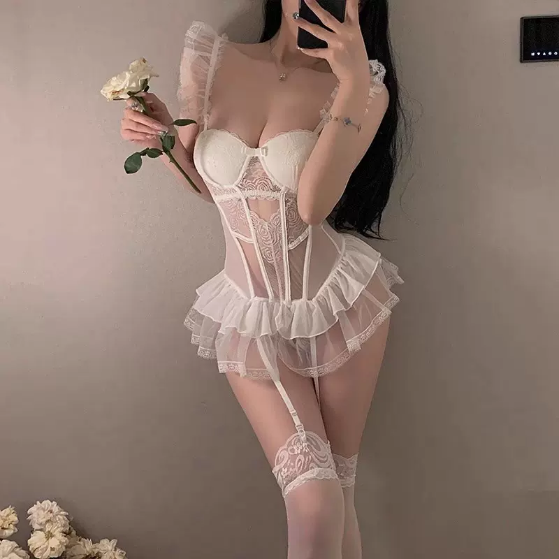 情趣内衣性感胸垫睡衣钢圈马甲免脱蓬蓬裙制服套装收腰显瘦塑身女