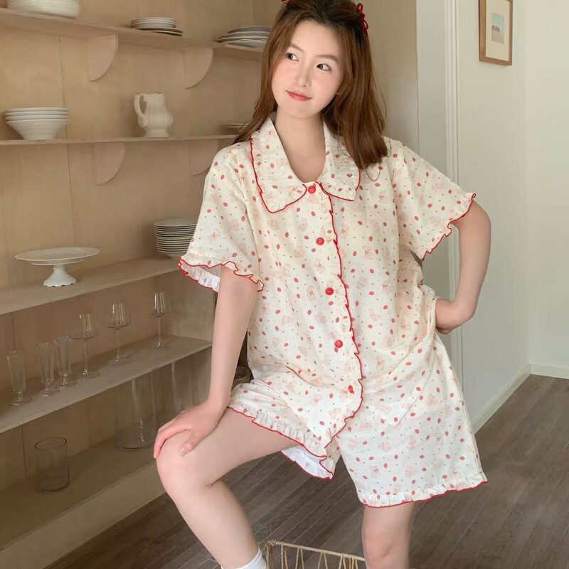 26 Styles of Summer Short-Sleeved Shorts, Pure Cotton Home Wear, Double-Layer Gauze, Can Be Worn Outside, Fairy-Style Pajama Set 26 Styles of Summer Short-Sleeved Shorts, Pure Cotton Home Wear, Double-Layer Gauze, Can Be Worn Outside, Fairy-Style Pajama Set