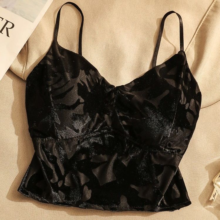 フランスのユニークな新しいスタイルのシックな新しい中国風のキャミソール女性のインナーレイヤリングニッチトップ美しいサスペンダーチェストパッド|undefined