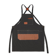Kitchen and dining thick denim canvas leather apron wholesale full-body adult cover-up apron home use women's apron