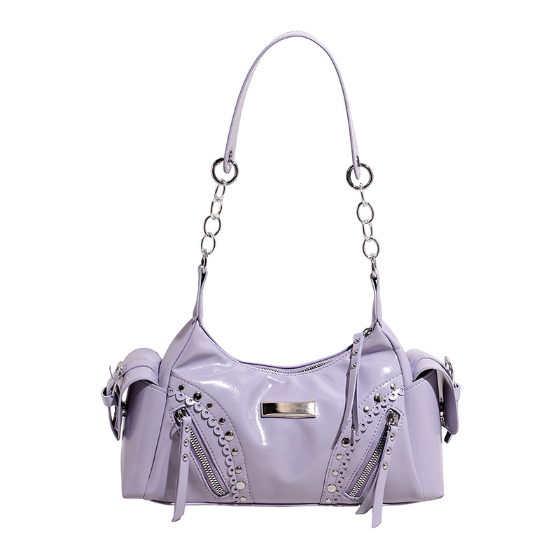 Bolso de axila de textura de alta calidad 2025 verano nuevo bolso femenino personalizado bolso de remache retro bolso de hombro de gran capacidad