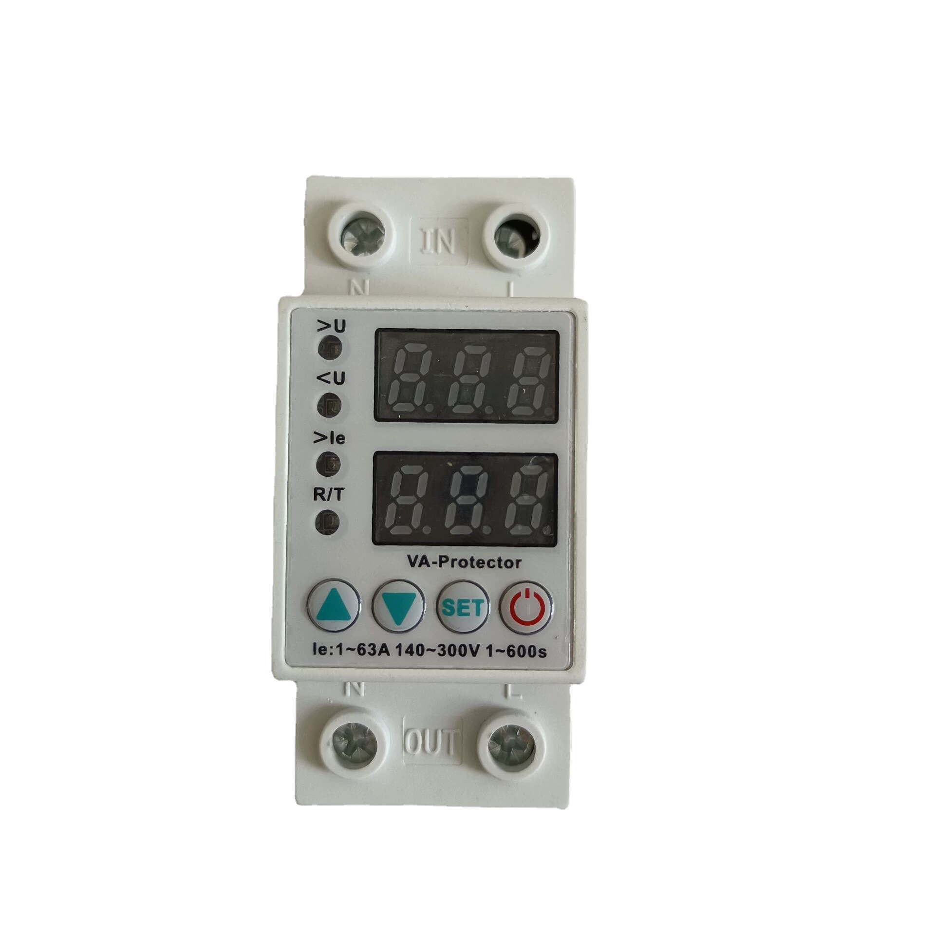 Самоклеящаяся Регулируемая волновая защита для плавания Светодиодный двойной дисплей 63A 220V Цифровой дисплей Защита от пониженного напряжения и тока