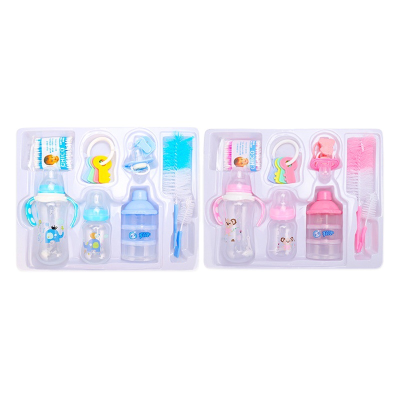 Set de biberones Meiyingtang para recién nacidos, 8 piezas de material PP, kit para madre y bebé, caja de regalo, venta al por mayor de fábrica