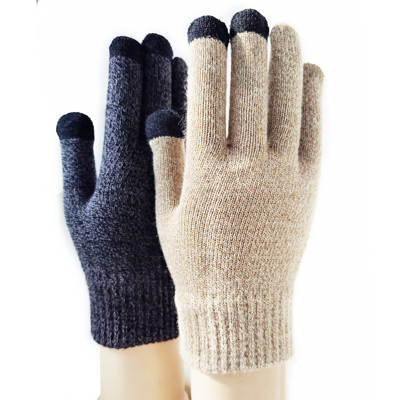 Thickened jacquard non-slip warm knit mobile phone touch screen woman_voghion.com