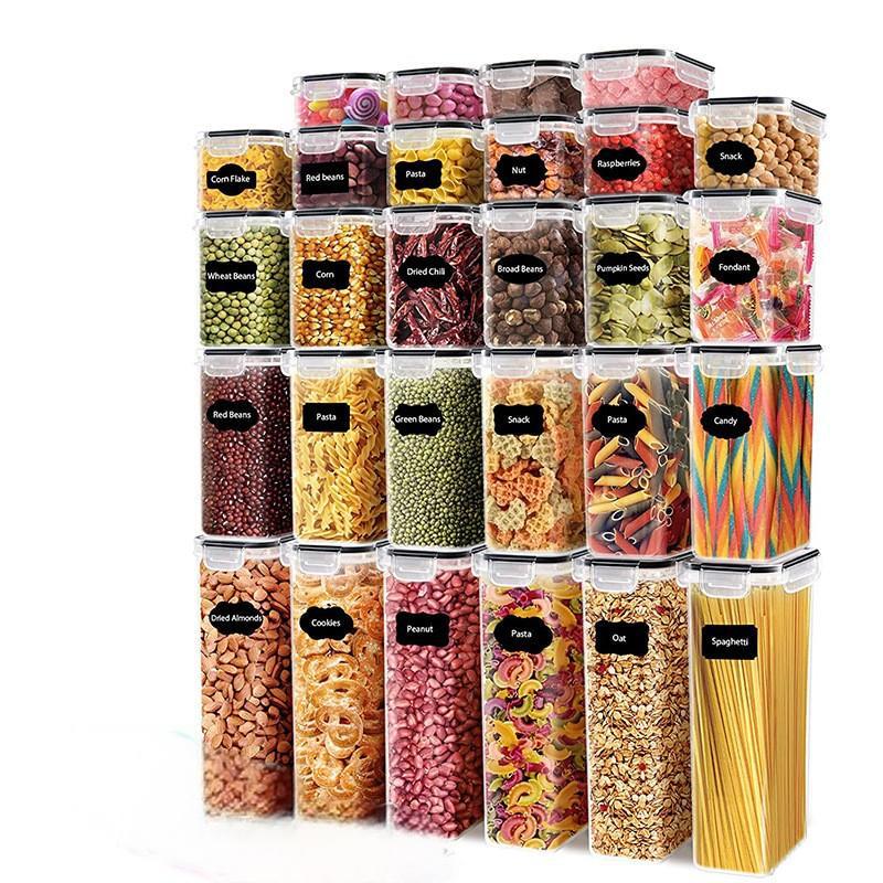 Recipiente hermético grande para cocina | Tarro transparente de plástico para almacenamiento de granos y alimentos secos