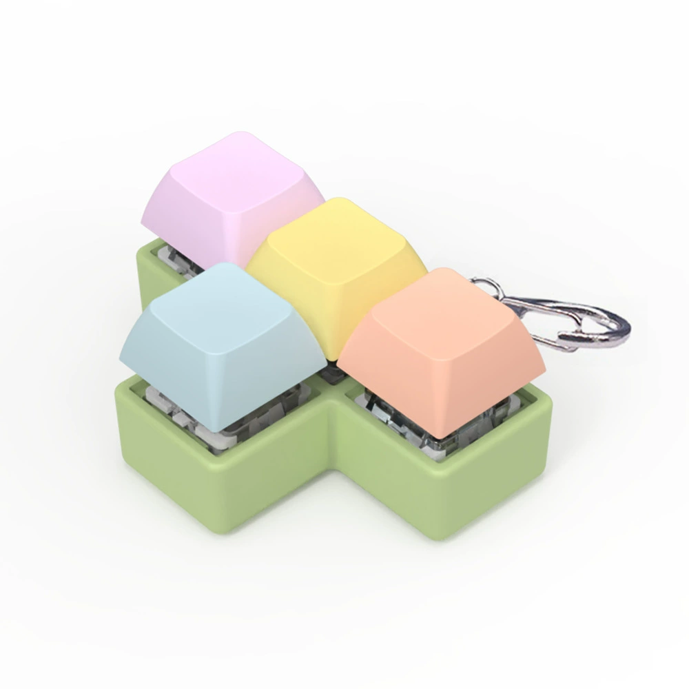 4-Key Mechanical Switch Tester, Transparent Base Keychain, Green Shaft Compatible, LED-Ready