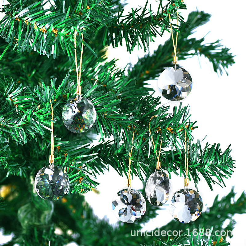 12ピースクリスタルガラスクリスマス装飾品30mmミニラウンド角柱花クリスマスツリー結婚式装飾品|undefined