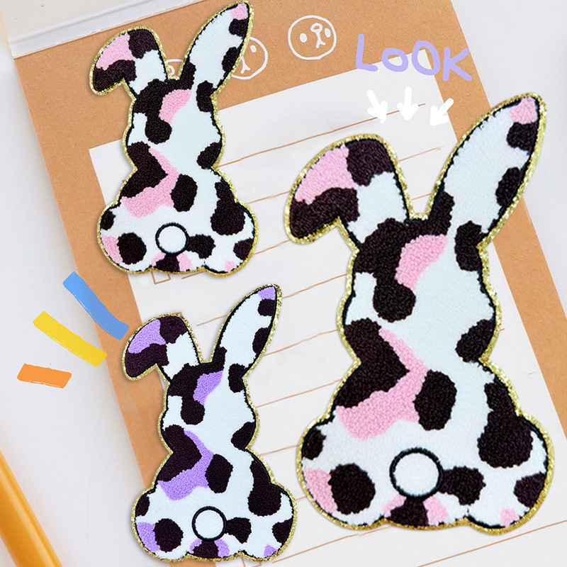 可爱卡通大尺寸兔子布贴格力特底金边兔子毛巾绣diy衣服装辅料贴