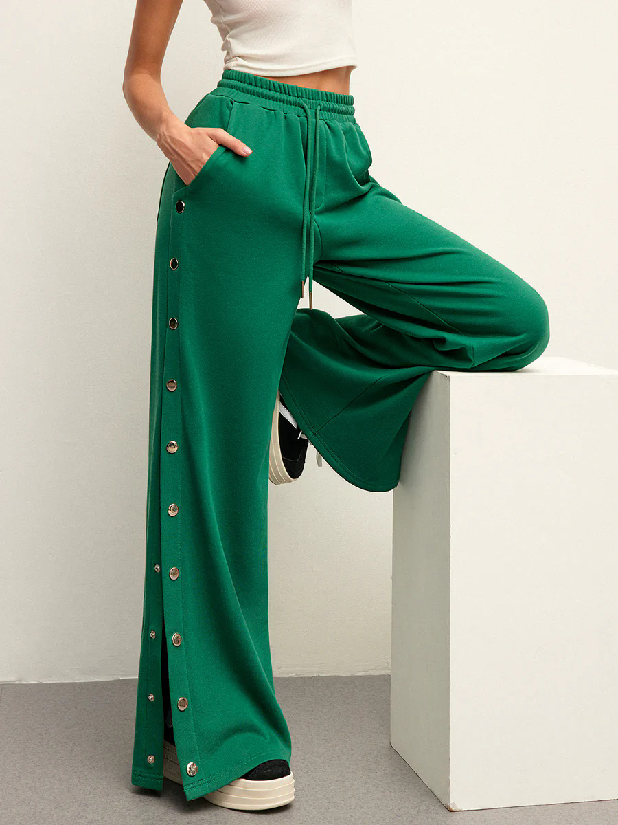 Pantalones Anchos de Cintura Alta, Color Sólido, Versátiles, Largos hasta el Suelo, Casuales, de Alta Elasticidad, Primavera-Verano 2025, Amazon Tiktoktemu