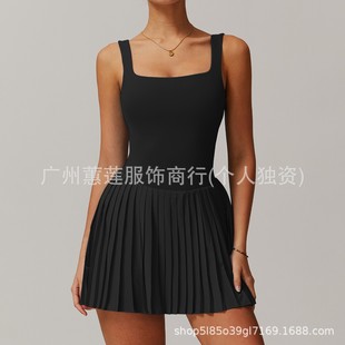 ALO New Naked Fake Two-piece Tennis Skirt Base Anti-running Fitness Pocket Pleated Skirt Sports dress Women