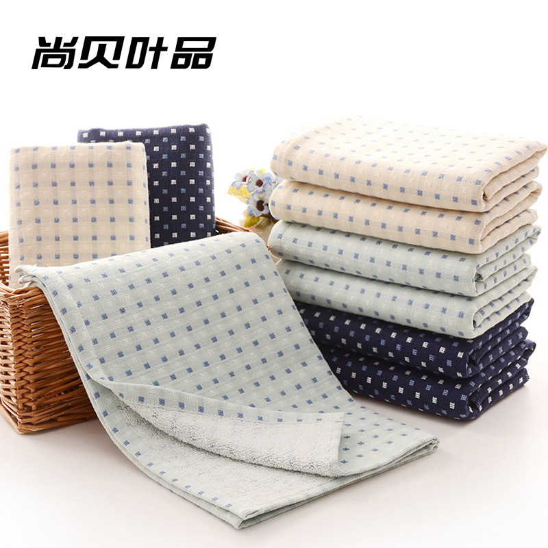Customized Wholesale Yarn-Dyed Pure Cotton Bath Gauze Towel Adult Household Absorbent Cotton Face Washcloth Individually Packaged
