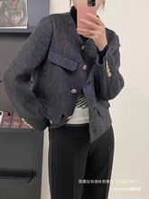 厂家直销小香风双面羊毛大衣女短款2025年新款气质毛呢外套群木