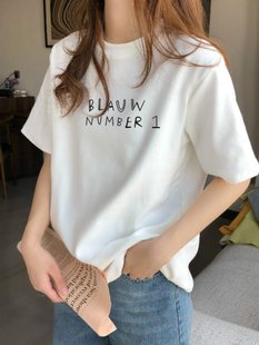 White T-Shirt Women's Short-Sleeved 2025 Summer Right Shoulder Inner Cotton Loose Bottoming Shirt Slimming Look Simple Top