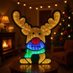 国境を越えた人気商品 LEDミラー ドリームトンネル 鹿の装飾ライト 3Dネオンライト クリスマス装飾ライト
