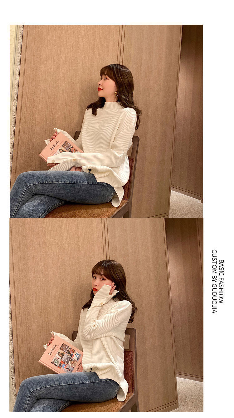 loose half high neck sweater nihaostyles clothing wholesale NSFYF86032