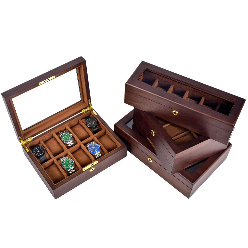 Multi-epitope high-grade wooden watch box walnut watch box with lock wooden watch storage display box wholesale