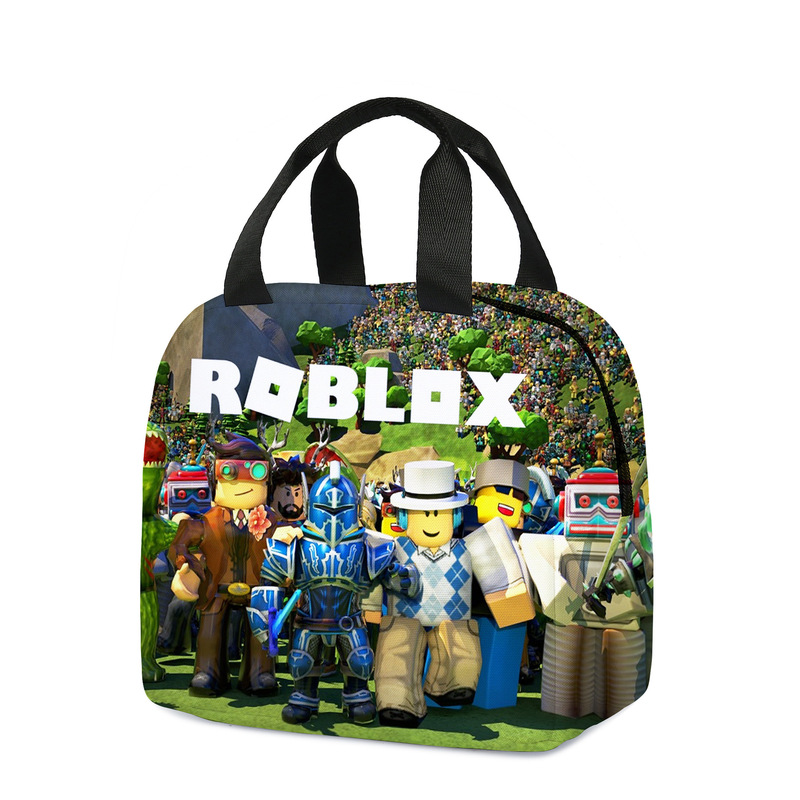 3D 新しい Roblox ROBLOX ランチバッグ小学生ランチボックスバッグ diy アイスバッグポリエステルプリント食事バッグ|undefined