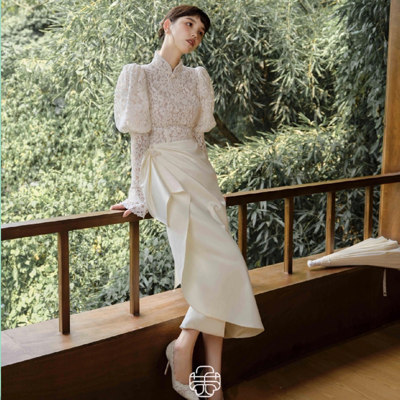 Light Wedding Dress, Lace, French White, Slimming Look, Registration, Chinese Travel Photography, Simple 2025 New Style Welcome Dress Light Wedding Dress, Lace, French White, Slimming Look, Registration, Chinese Travel Photography, Simple 2025 New Style Welcome Dress