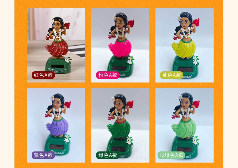 New Solar-Powered Swinging Hawaiian Girl Car Decoration Creative Cartoon Car Ornament Gift