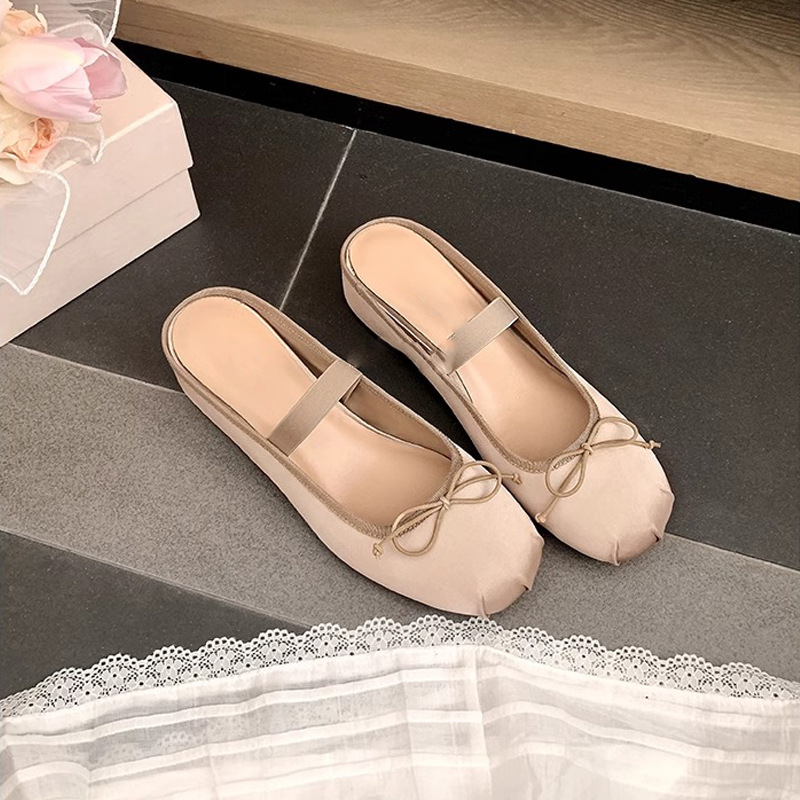 Su Yinyin mismo estilo ~ 5cm arco de aumento de seda Mary Jane zapatos individuales mujer media pantuflas verano