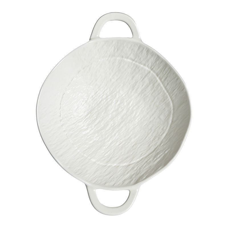 alto valor de color blanco estampado de piedra doble oreja simple hogar de color sólido gran tazón cubiertos tazón al por mayor práctico tazón portátil