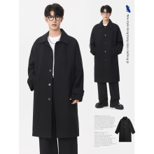 2024秋冬新款潮牌情侣款长款风衣女韩系过膝长外套男大衣一件代发