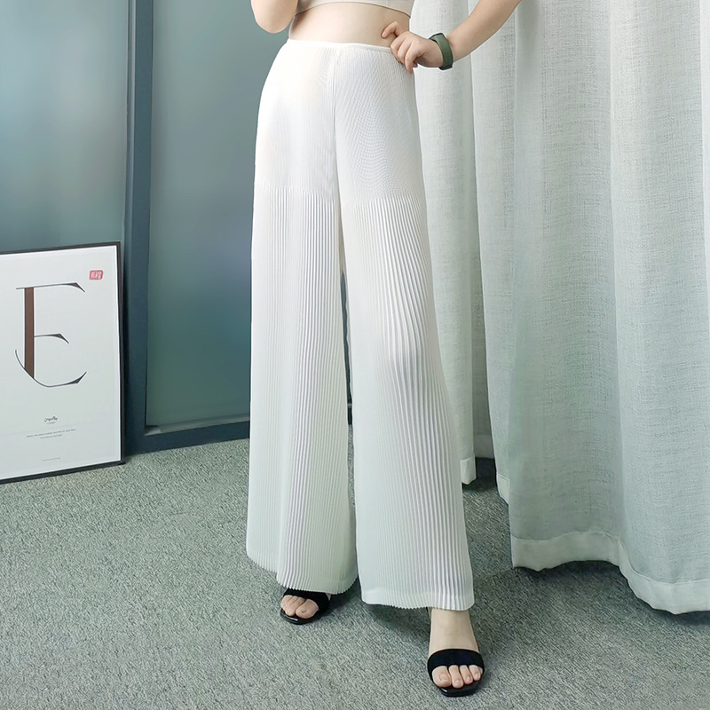 Lingying Pleated K016 [in Stock] Miyake Wide-Leg Pants 2026 Spring/Summer Draped Women's Pants Loose Fashionable High-End