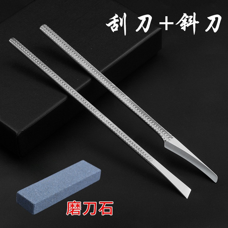 Cuchillo inclinado herramientas de pinza de uñas grises cuchillo de pedicura profesional cuchillo de excavación cuchillo de ojo de gallina para recoger la zanja de uñas conjunto de uña incrustada una sola pieza