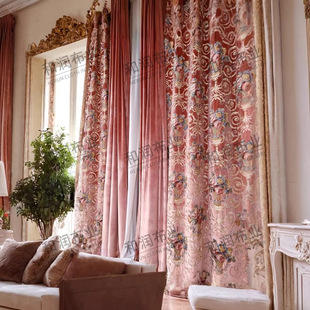 American French Luxury Curtains House Bedroom Velvet Embroider Rococo Red High-End Thickeneded European Palace Style