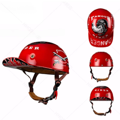 Motosiklet kaskı (dəbilqə) — Baseball Cap Scoop Helmet Dropshipping - red-wolf-dog-m