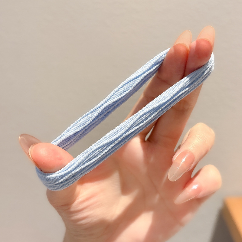 Azul mar suave glutinoso no daña cabello cuerda de cabello alta elástica y duradera sin costura cabello atado alta cola de caballo atar elástico cabello mujer