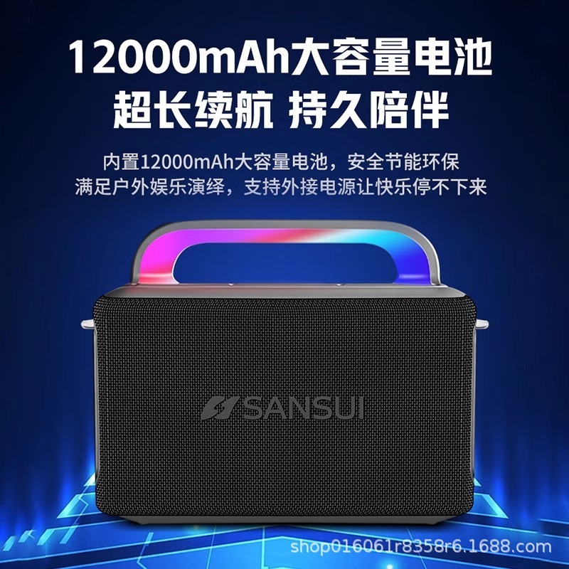 山水G001便携式户外蓝牙音响家用K歌无线话筒低音炮直播声卡新款|undefined