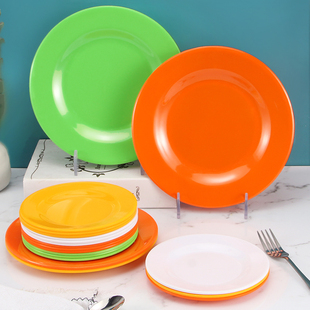 10 pcs plastic plate saucer round flat plate commercial buffet snack plate imitation porcelain round plate bone plate Lin Yin