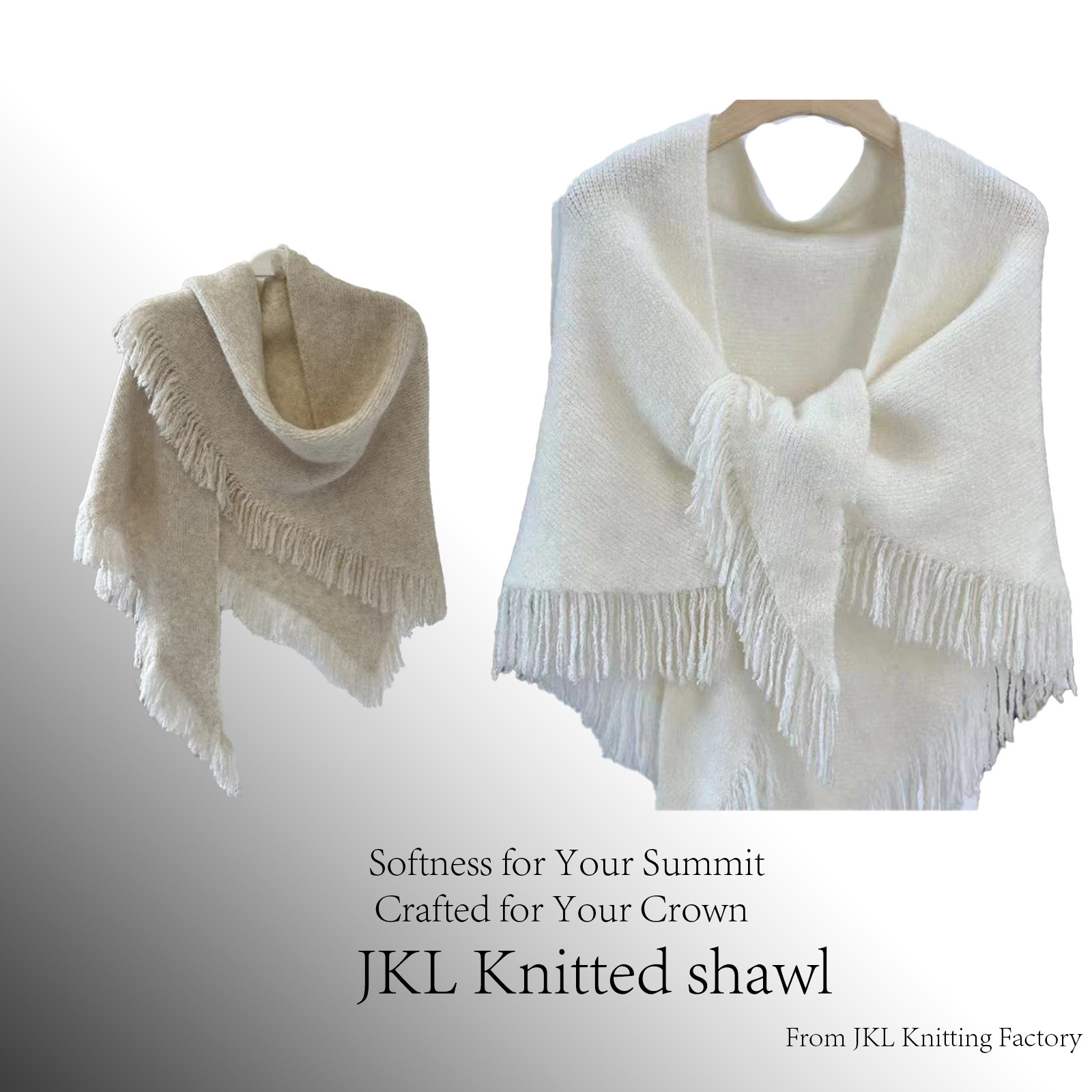 2026 Early Spring High-End Korean Versatile Tassel Thickened Warm Outerwear Triangle Scarf Knitted Wool Scarf Shawl