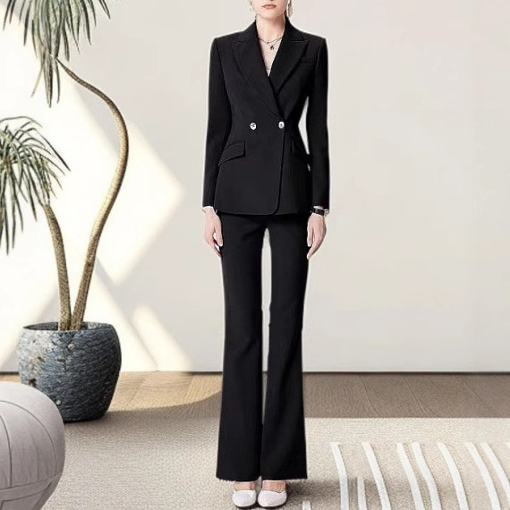 女性用の高級スーツ、作業服スーツ、ファッショナブルな女神風マネージャーのプロフェッショナルウェア、社長のフォーマルウェア、マイクロフレアパンツ|undefined