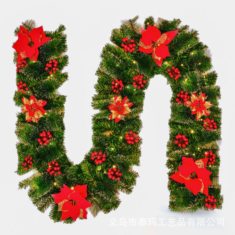 国境を越えたクリスマス装飾藤条2.7メートル暗号化豪華な門頭階段手すり装飾藤条花輪飾り|undefined