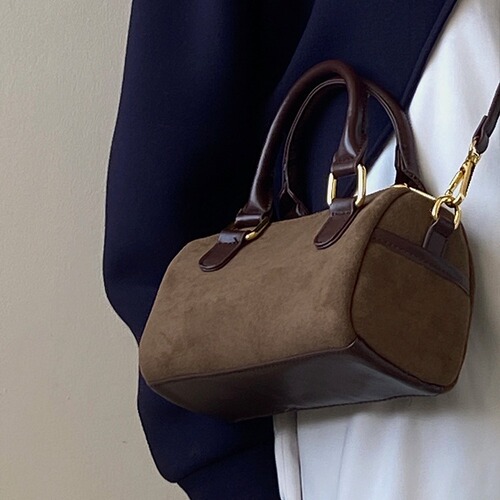 Korean Autumn/Winter New Retro Faux Fur Single Shoulder Crossbody Small Bag with Color Block Pillow Bag Boston Women's Handbag