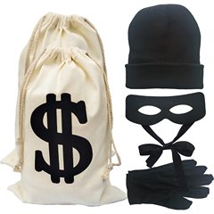 国境を越えたハロウィーン化粧パーティー道具cos泥棒セットキャンバス財布ドルニット帽手袋アイマスク